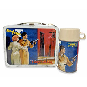 Vintage 1968 Secret Agent Metal Tin Lunchbox King-Seeley Thermos Co Thermos READ